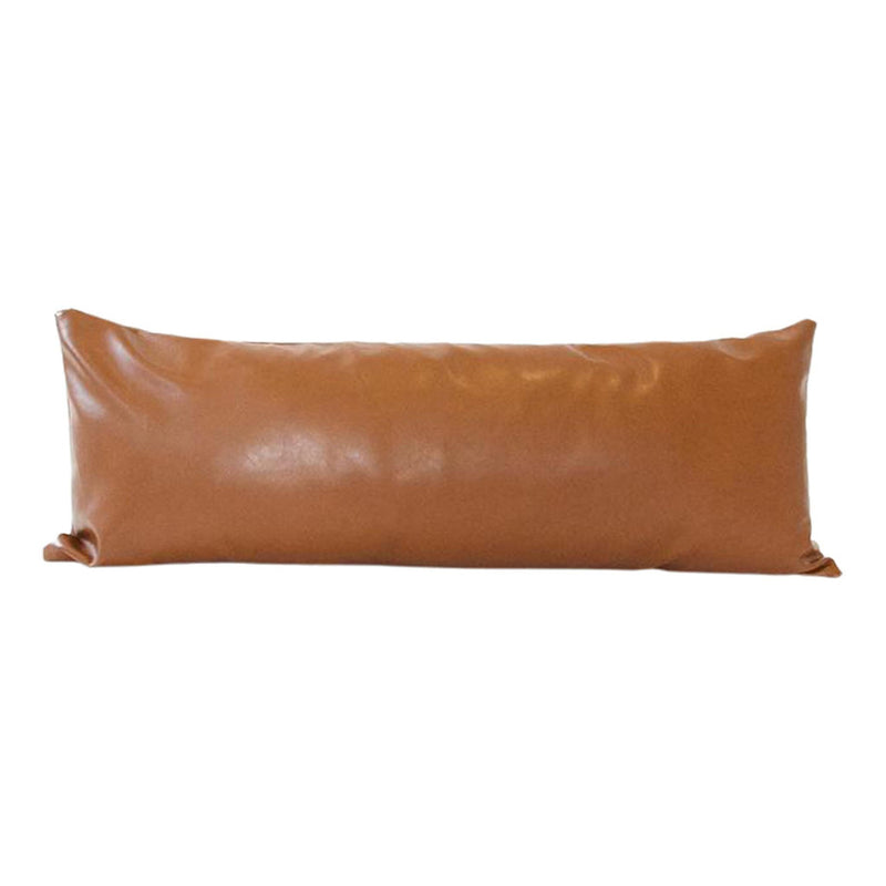 Light Brown Faux Leather Extra Long Lumbar Pillow - 14x36 – Homies