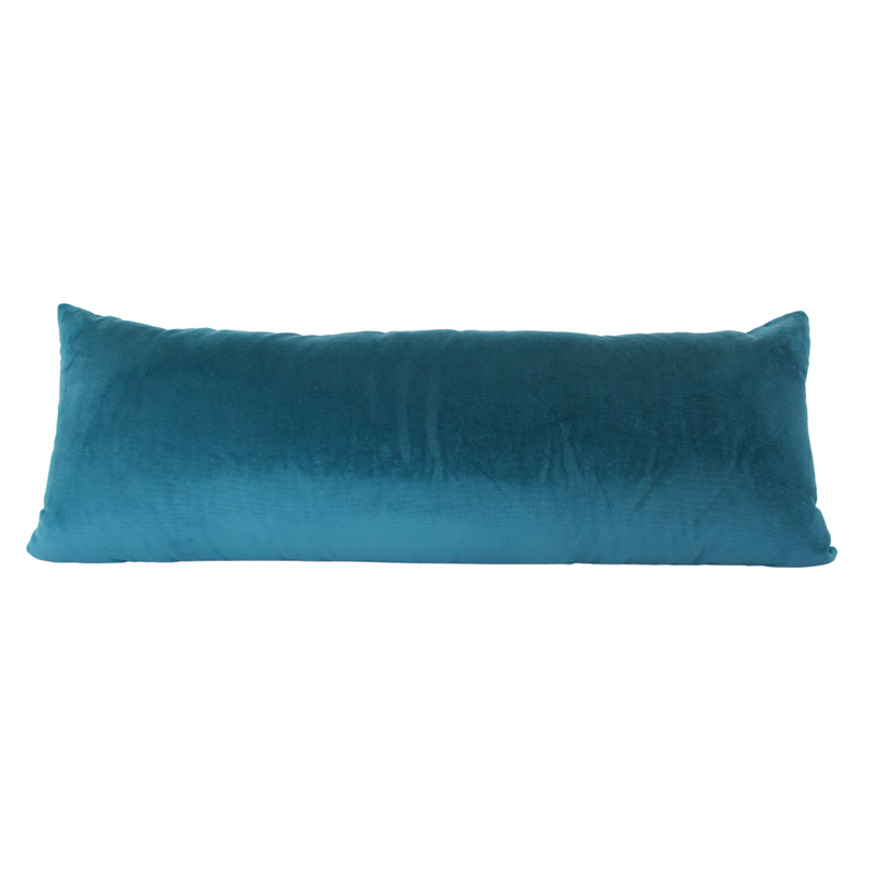 14X20 Marine Teal Blue Stonewashed Velvet Lumbar Throw Pillow